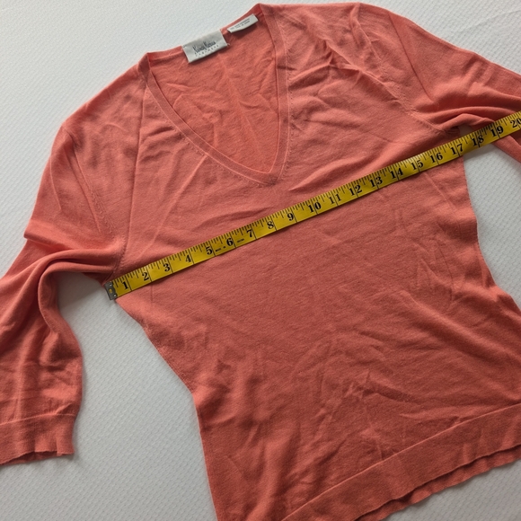 Neiman Marcus Coral V-Neck Sweater - Picture 8 of 9